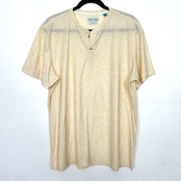 Tenth + Ocean Yellow Henley Short Sleeve Shirt T-Shirt XL - Picture 1 of 4